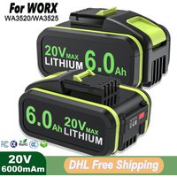 6000mAh Battery For Worx WA3553/WA3551 20V Cordless Power Tool Battery WA3572 WA3553 WX390 WX176 WX178 WU268 Spare Batteriies