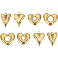 5pcs Stainless Steel Big Hole Love Heart Charms Pendants for Women Earrings Necklace Bracelets Jewelry Making Supplies Findings