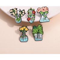 Cartoon Potted Plant Flower Green Plant Enamel Pins Fashion Women's Clothing Accessories Plant Series Brooches Jewelry Gifts