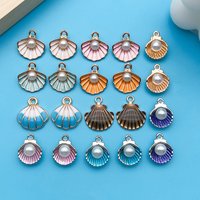 Mixed 20pcs/lot 10 Styles Enamel Marine Life Pearly Shells Charms Pendants For DIY Jewelry Making Earrings Bracelet Accessories