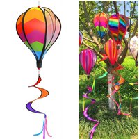 Hot Air Balloon Wind Spinners Rainbow Sequin Rotating Balloon Spinner Rainbow Balloon Pinwheel for House Garden Porch Yard