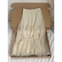 High Waist A-Line Skirt with Lace Trim in Beige for Women Commute Style Korean Version No Brand Summer Collection