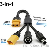 3-in-1 XT60 to Two DC5521 Connector Convert Cable,Male Female XT60 Extension Adapter Cord Charging Conversion Plug Power Cable