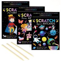 Magic Scratch Paper Art Painting Kits Cartoon Fairy Prince Princess Pirate Magic Rainbow Color Scratch Books Kids Birthday Gift