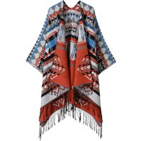 Poncho New Split Warm Shawl Vintage Ethnic Style Scarf Imitation Cashmere Tassel Women Cape Lady Cloak Warm Coat O1