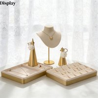 High-End Metal Frame Jewelry Display Tray 6 Slot Earring Organizer Box Pendant Ring Necklace Storage Case for Shop