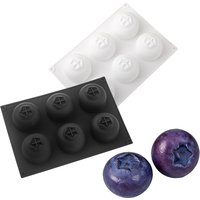 6 Cavity Blueberry Mousse Cake Mold Fruit Shaped Dessert Mold Silicone Baking Mold for Chocolate Pudding