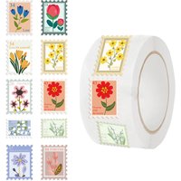 500Pcs/Roll Hot-Selling Floral Stamp Washi Tape - Vintage Postage Decor for Journal & Envelope Sealing LanLanStickersWorld Store