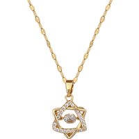 Stainless Steel Jumping David Star Six Stars Dynamic Necklace Instagram Unique Design Versatile Crystal Pendant Fashion Jewelry