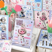 20sheets Kawaii Japanese Cartoon Manga Sweet Cool Girl Die Cutting Sticker Book Scrapbook DIY Material Cute Stationery Stickers