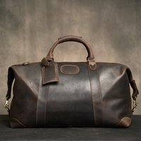 Customised Laser Engraving Crazy Horse Genuine Leather Men Travel Bag Real Leather Travel Duffel Male Luuage Handbag Duffle