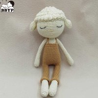Handmade Crocheted Wool Dolls Long Ears Sheep Dolls Plush Toys Sleeping Dolls for Kids Baby Birthday Present