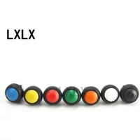 7PCS PBS-33B Waterproof Self-resetting Push Button Switch Round Non-locking Keypad Black White Yellow Orange Blue Green Red 12mm