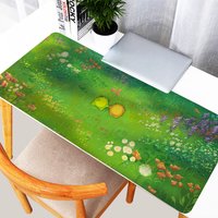 Kawaii Frogs Mouse Pad Laptop Anime Aesthetic Gaming Keyboard Rug XXL Green Plant Flower Soft Mousepad PC Cute Extended Desk Mat