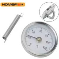 0-120℃ Stainless Steel Clamp-on Tube Thermometer On Tube Heating Spring 63mm Metal Temperature Temp Gauge Spring Industrial Tool
