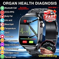 Nowy smartwatch EKG 2026 dla mężczyzn i kobiet, pomiar ciśnienia krwi, tętna, temperatury ciała, analiza stanu organizmu, zegar, monitor kwasu moczowego i lipidów we krwi, smartwatch z funkcją