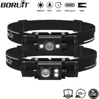 BORUiT HP300/HP500 LED Headlamp 7-Mode 1000LM Powerful Headlight Type-C Rechargeable Head Torch Camping Hunting Lantern