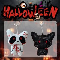 Ghost Doll Keychain Gothic Plush Bloody Backpack Pendant with Heart Buckle Scary Gift for Horror Fans Spooky Essential