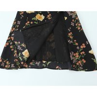 YENKYE French Style Vintage Floral Print Sling Dress Women Sexy Front Slit High Waist A-line Midi Summer Dresses Holiday Robe