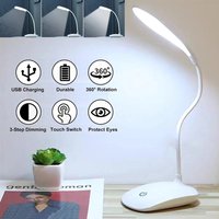 Portable USB Rechargeable LED Desk Lamp Touch 3 Modes Dimming Table Lamp Eye Protection For Office Bedroom Bedside Reading Light