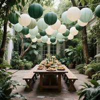 18Pcs Sage Paper Lantern Decoration Set, Suitable for Weddings, Wedding Parties, Birthdays, Anniversaries, Graduation Ceremonies - Frameless, No Electricity Required, Feather-Free, Paper Lantern