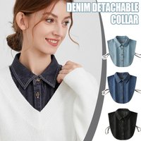 Korean Style Women Denim Fake Collar Autumn Winter Sweater Inner Wear Decor All Match Shirt Collar Age Reduction Dress Up