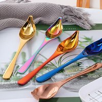 Stainless Steel Saucier Spoon Creative Baking Tool Honey Sauce Metal Spoons Colorful Tapered Spout Decorating Colorful Spoon