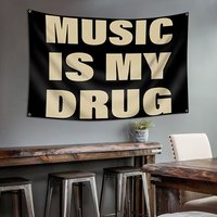 VIKAMA Music Is My Drug Personality Quotation Tapestry Music Lover Bedroom Music Studio Hanging Cloth Home Decoration