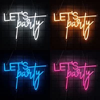 Neon Lights Sign for Wall Decor,LED Neon 'Lets Party' Sign for Bachelorette,Engagement,Birthday,Wedding&New Year Eve Party Decor