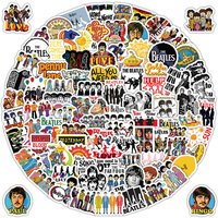 125Pcs The Beatles Band Graffiti Stickers Vintage Rock Music Decals For Laptop Water Bottle Luggage Journal Sticker Story Store