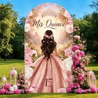 Quinceanera Princess Arch Backdrop Cover Party Backdrop Fabric Cover Birthday Party Photo Booth Wall Background Event Decoration