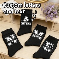 Custom Text Black Socks,Personalized Mens Socks,Socks For Women,Wedding Gifts,Customized Name Boys Socks,