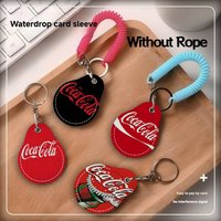 C-Coca-Cola Men And Womenn Universal Antirust Keychain PU Learther Access Card Holder Drop Key Tag Ring