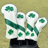 1/4pcs Golf Driver, Fairway Wood, Hybrid Covers - Single Straight Rod Four-Leaf Clover Style Golf Club Head Covers - Suitable