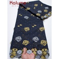 Kalume 3D Flower Embroidered Cotton Lace Fabric High Quality 5 Yards 2026 African Swiss Voile Cotton Lace Fabric for Women Sew