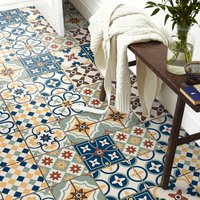 9PCS Morocco printing pattern floor thickened waterproof kitchen stickers simple home living room kitchen wall stickers