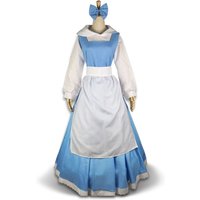 Women Halloween Costumes Plus Size Adult Girl Women Party Beauty And The Beast Belle Blue Maid Dress Cosplay Costume Size S-2XL