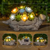 Solar Turtle Garden Outdoor Decor With Succulent Led Lights Solar Garden Statues Turtle Figurine For Yard Patio Balcony Backyard