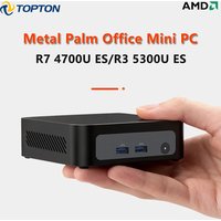 Topton Palm Gaming Mini PC AMD Ryzen 3 5300U ES 7 4700U ES 2*M.2 Slots 2*DDR4 Portable Office Desktop PC Windows 11 MiniPC WiFi6