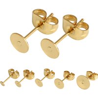 50pcs/Lot 4 6 8 10mm Stainless Steel Blank Post Earring Studs Base Pins With Earring Plug Findings Ear Back For DIY Jewelry Make