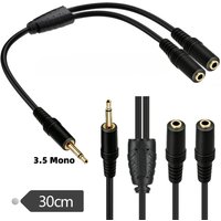 3.5mm TS Mono Male To Dual 3.5mm Mono Female Audio Y Splitter Cable 1/8 Inch Audio Extension Cord For Speaker Mixer Headphone