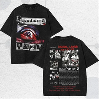 Manhunt Washed T-shirt Retro Fashion Comfortable Oversized Unisex Soft Streetwear Trendy Cotton Tee Y2k Short Sleeves Classic