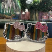 Hello Kitty Room Decor Handmade Diamond Cartoon Mirror Girl Makeup Desktop Storage Box Mirror Dressing Mirror For Women Girls