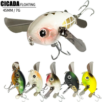 Buzzing Cicada Fishing Lure 45mm 7g Topwater Whopper Plopper Hard Bait with Noisy Rattle Beads and Splash Wings Bass Pike Trout