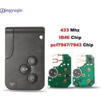 jingyuqin 3 Button 433Mhz ID46 PCF7947/7943 Chip & Insert Small Blade Remote Smart Key Card for Renault Megane Scenic Grand