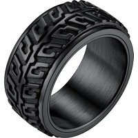 U7 Stainless Steel Tire Tyre 10mm Spinner Ring for Man Double Layer Rotatable Fidget Ring for Anxiety Signet Ring Unisex Jewelry