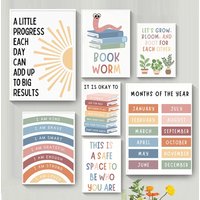 Warm Simple Letter Pattern Inspirational Education Poster Diamond Painting Wall Art School Kindergarten Room Classroom Decor G