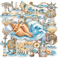 50Pcs Vintage Nautical Theme Clear PET Stickers Lighthouse Anchor Shell for Journal DIY Papery Pop Store