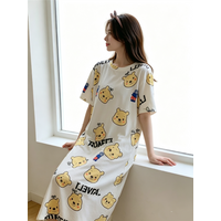 Women's Nightgown Korean Version Girls Homewear Sweet Wind Cute Cartoon Thin Section Loose Pajamas Kawaii Cute Breathable Casual