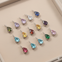 St-Delan 6×8mm Teardrop CZ Birthstone Charms 14K Gold Plated Multicolor Crystal Pendants for DIY Jewelry Making